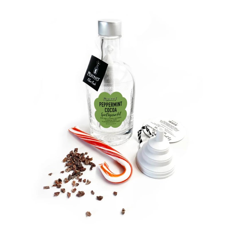 MixCraft Spirit Infusion Kit - Premium Craft Cocktail & Mocktail Mixer, Glass Bottle, Collapsible Funnel, Flavor Pouch & Recipe, Peppermint Cocoa - Image 5